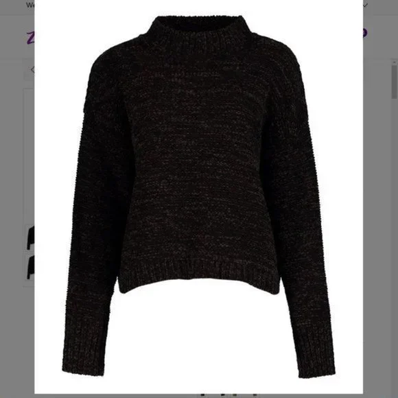 EVELYN TAYLOR Black Mock Neck Sweater Small - Picture 3 of 12